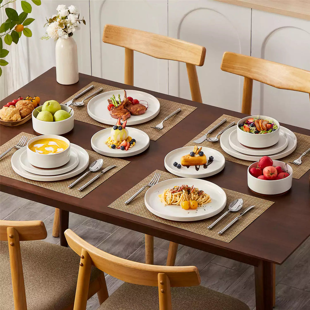 LEAH Stoneware 12-Piece Dinnerware Set | Modern Everyday Tableware