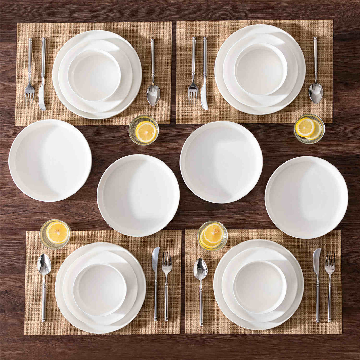 MALACASA Leah 16-Piece Porcelain Dinnerware Set, Service for 4, includes Plates, Pasta Bowls, and Cereal Bowls. Perfect for elevating family meals or entertaining guests with a touch of sophistication.Ivory White#color_ivory-white