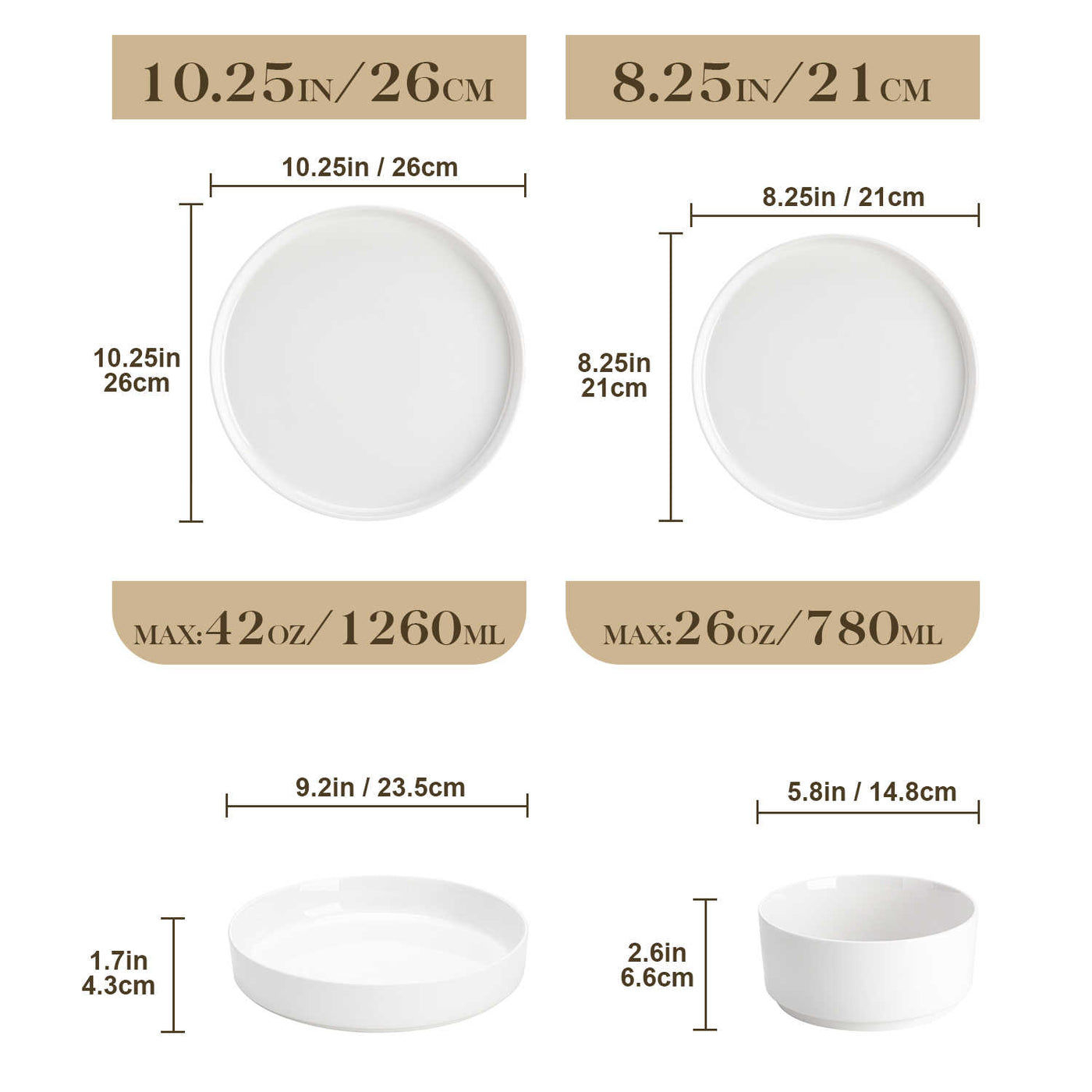 MALACASA Leah 24-Piece Porcelain Dinnerware Set – Designed for 6, this set includes Plates, Pasta Bowls, and Cereal Bowls. Boasts a modern design with streamlined, sophisticated lines - Ivory White#color_ivory-white