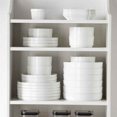 MALACASA Leah 24-Piece Porcelain Dinnerware Set – Designed for 6, this set includes Plates, Pasta Bowls, and Cereal Bowls. Boasts a modern design with streamlined, sophisticated lines - Ivory White#color_ivory-white