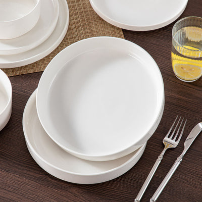 MALACASA Leah 24 piece porcelain dinnerware set for 6, raised base#color_ivory-white