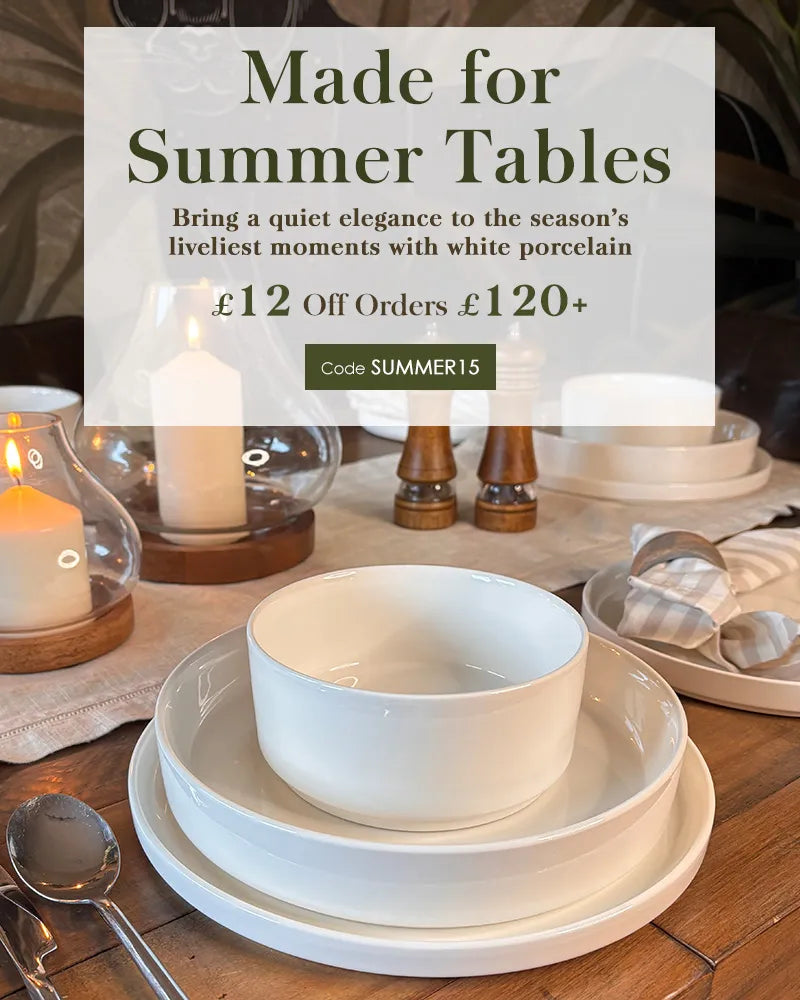 Bring a quiet elegance to the season's liveliest moments with white porcelain.