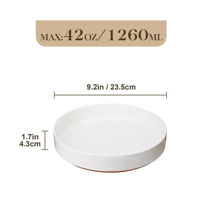 Leah 4-piece stoneware pasta bowls set with speckled glaze, non-slip bases, microwave, oven, and dishwasher safe, available in ivory and multicolor.#color_white