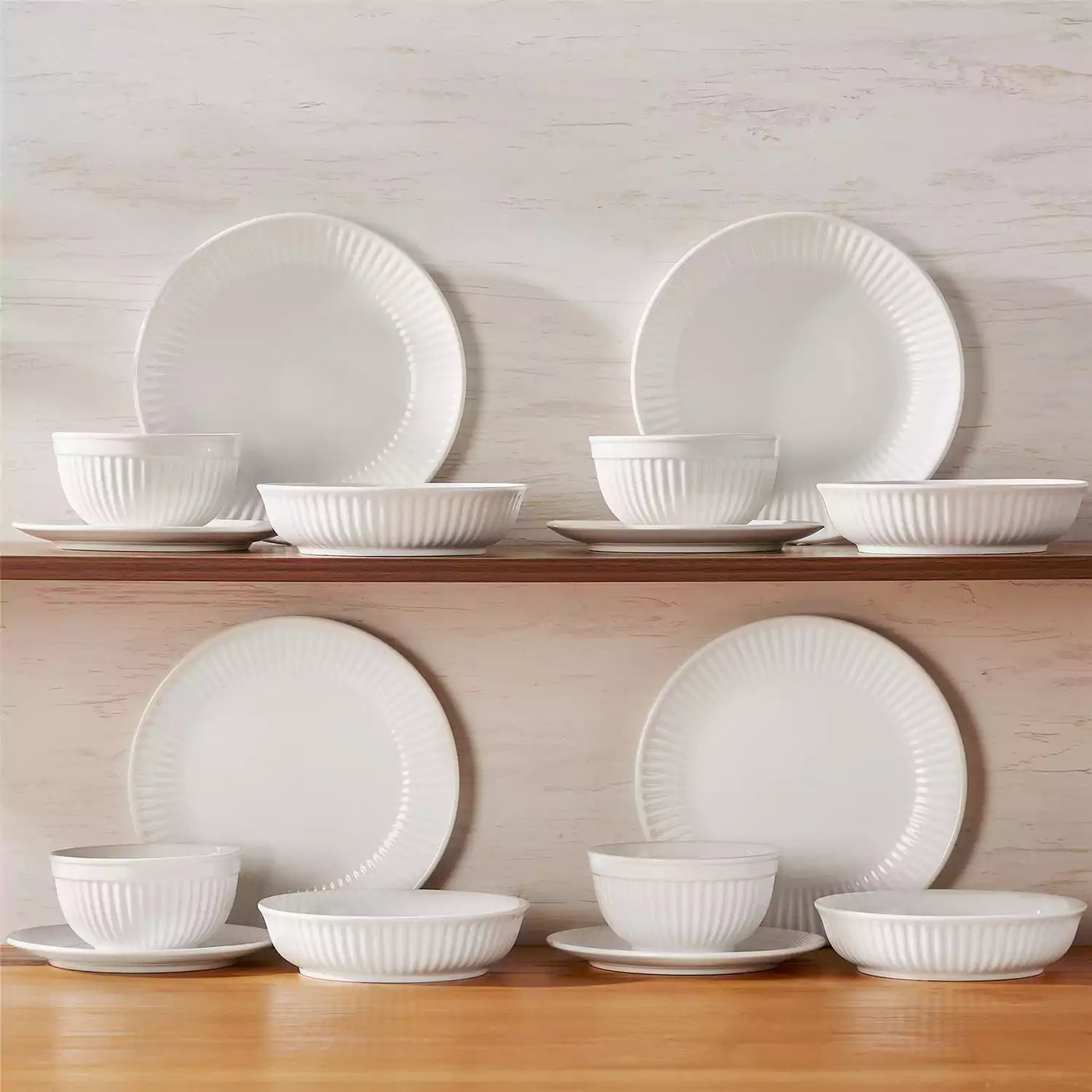 Leila 16 Piece Dinnerware Set - Ivory White#color_ivory-white