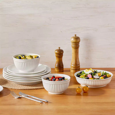 Leila 16 Piece Dinnerware Set - Ivory White#color_ivory-white