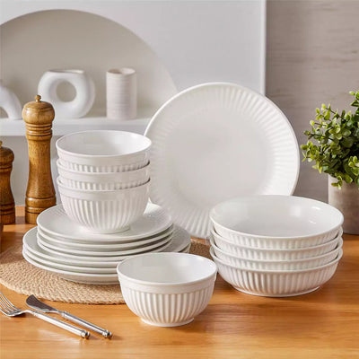 Leila 16 Piece Dinnerware Set - Ivory White#color_ivory-white