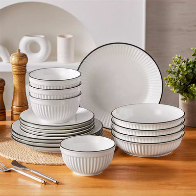 Leila 16 Piece Dinnerware Set - Black Trim#color_black-trim