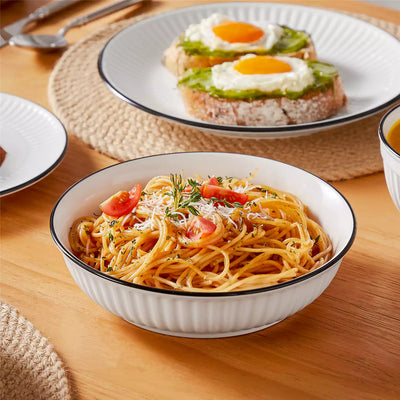 Leila 16 Piece Dinnerware Set - Black Trim#color_black-trim