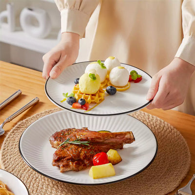 Leila 16 Piece Dinnerware Set - Black Trim#color_black-trim