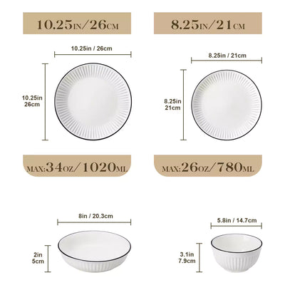 Leila 16 Piece Dinnerware Set - Black Trim#color_black-trim