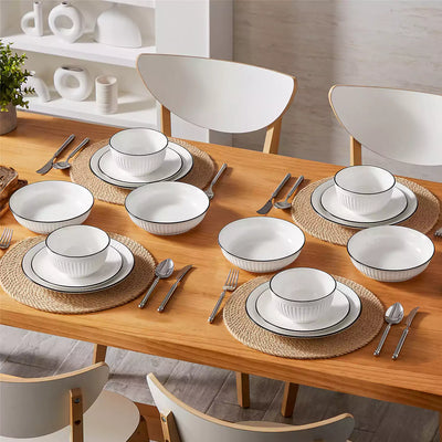 Leila 16 Piece Dinnerware Set - Black Trim#color_black-trim