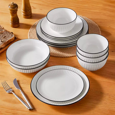 Leila 16 Piece Dinnerware Set - Black Trim#color_black-trim