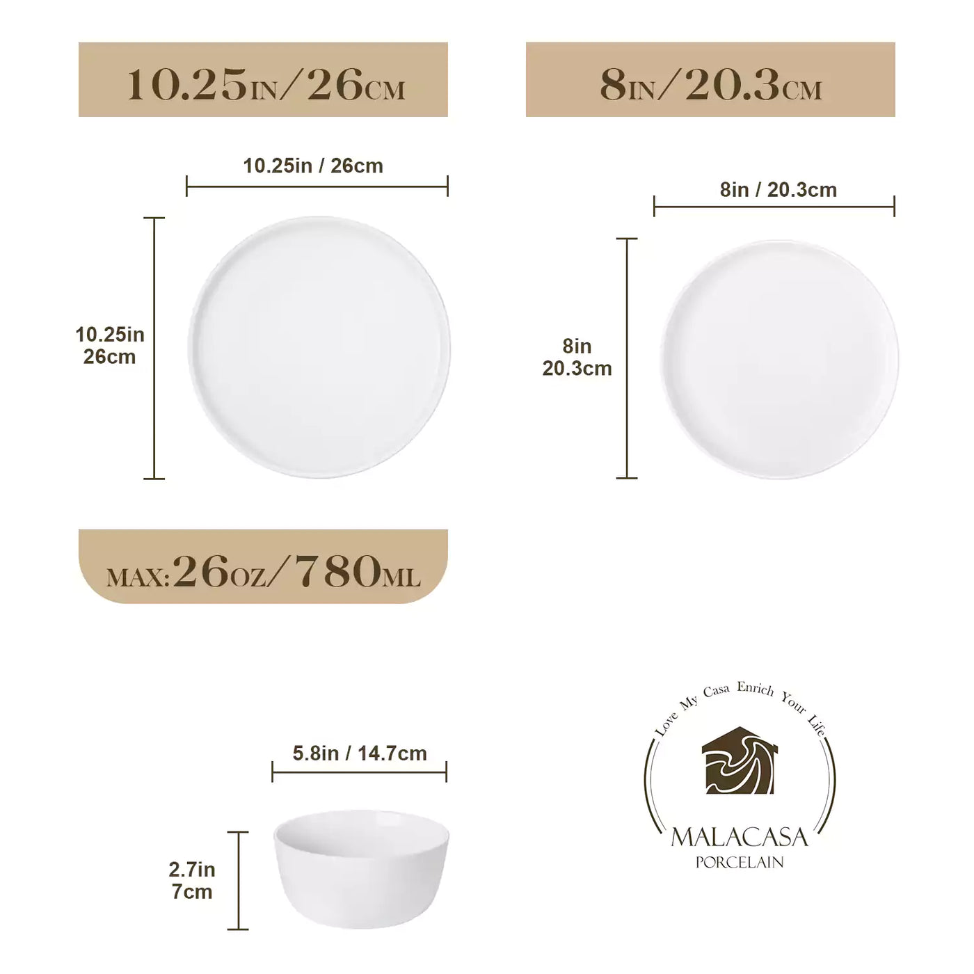 LEXI off-white porcelain dinnerware set including arc-shaped plates with lifted rims and deep rounded bowls#color_white