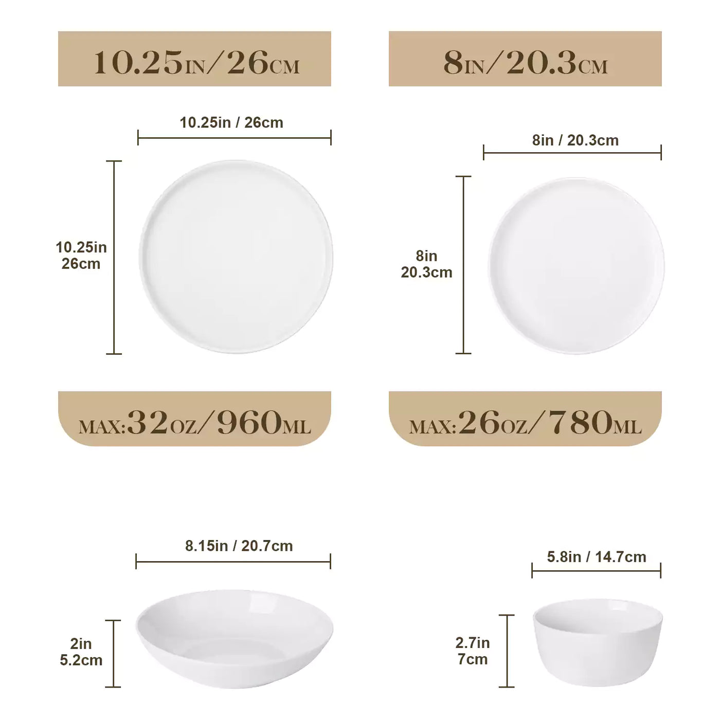 LEXI off-white porcelain dinnerware set including arc-shaped plates with lifted rims and deep rounded bowls#color_white
