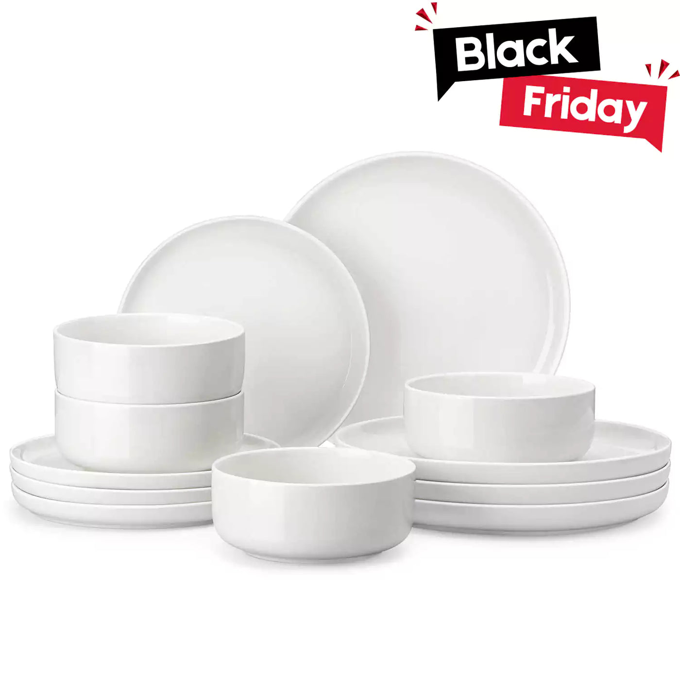 Flat Round Luna 12 Piece Dinnerware Set - Ivory White#color_ivory-white