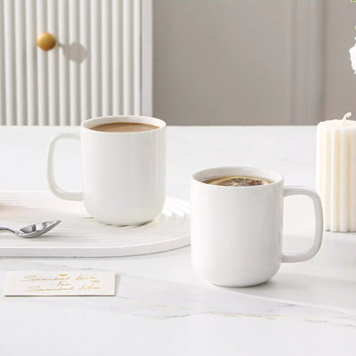 MALACASA Luna Set of 6 Mugs, fine porcelain mugs with soft lines and rounded edges, set of 6, ivory white, dishwasher- and microwave-safe.