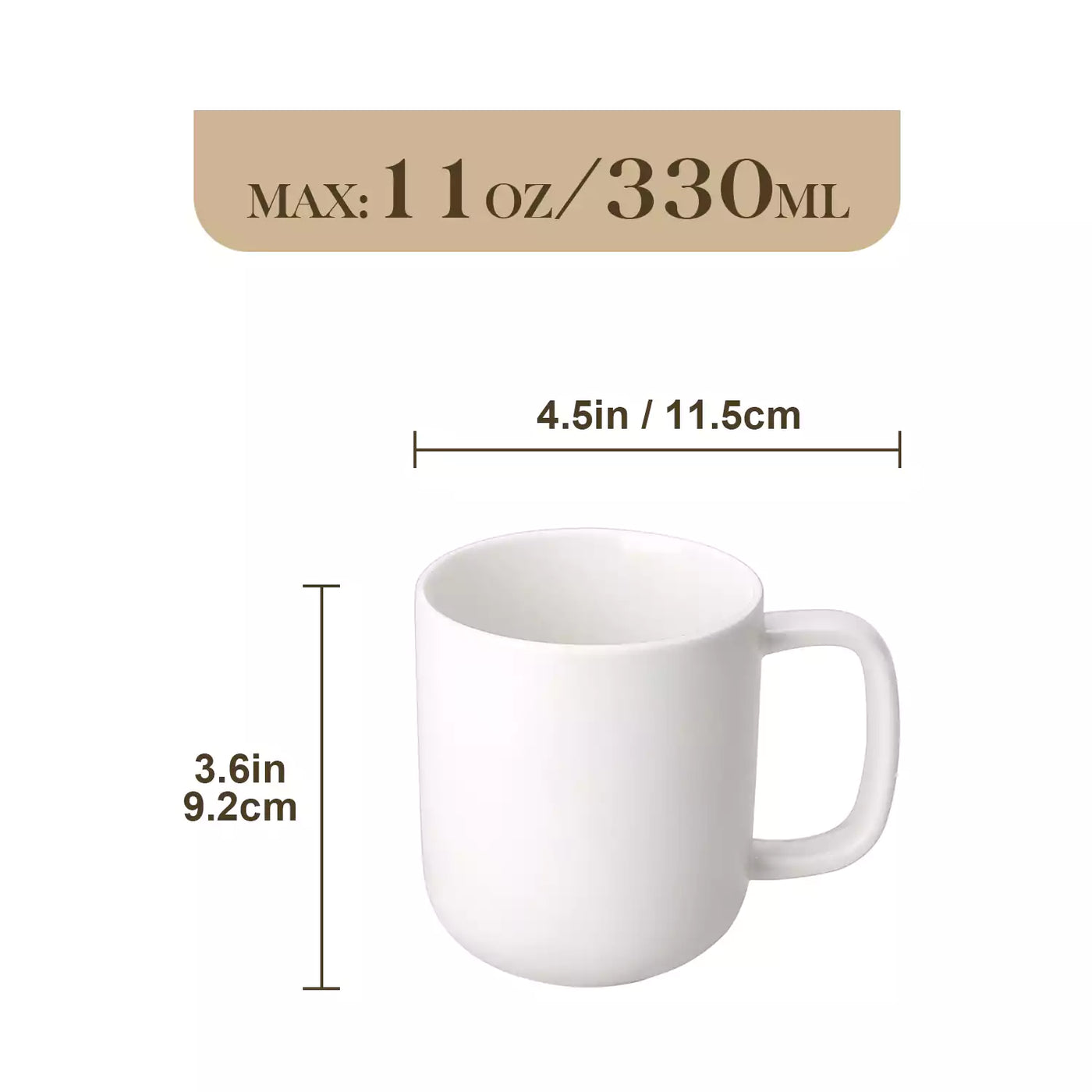 MALACASA Luna Set of 6 Mugs, fine porcelain mugs with soft lines and rounded edges, set of 6, ivory white, dishwasher- and microwave-safe.
