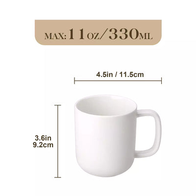 MALACASA Luna Set of 6 Mugs, fine porcelain mugs with soft lines and rounded edges, set of 6, ivory white, dishwasher- and microwave-safe.