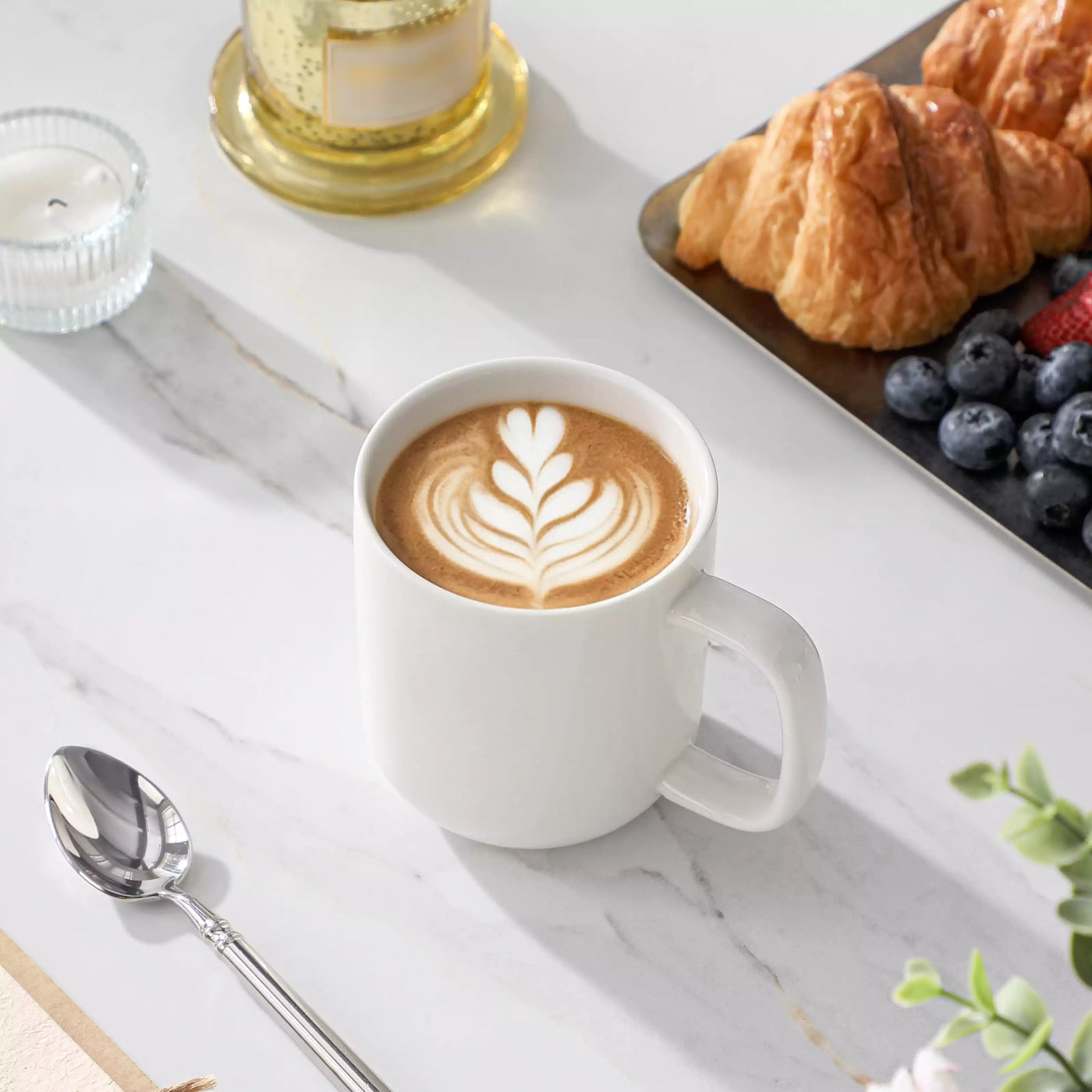 MALACASA Luna Set of 6 Mugs, fine porcelain mugs with soft lines and rounded edges, set of 6, ivory white, dishwasher- and microwave-safe.