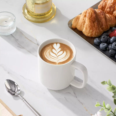 MALACASA Luna Set of 6 Mugs, fine porcelain mugs with soft lines and rounded edges, set of 6, ivory white, dishwasher- and microwave-safe.