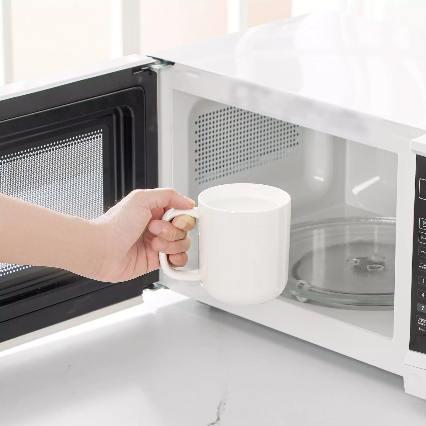 MALACASA Luna Set of 6 Mugs, fine porcelain mugs with soft lines and rounded edges, set of 6, ivory white, dishwasher- and microwave-safe.