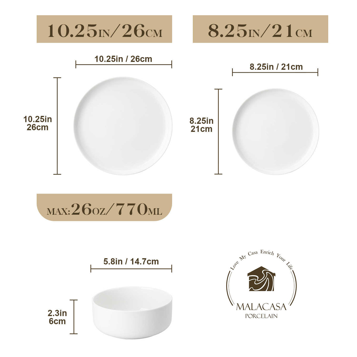 Flat Round Luna 12 Piece Dinnerware Set - Ivory White#color_ivory-white