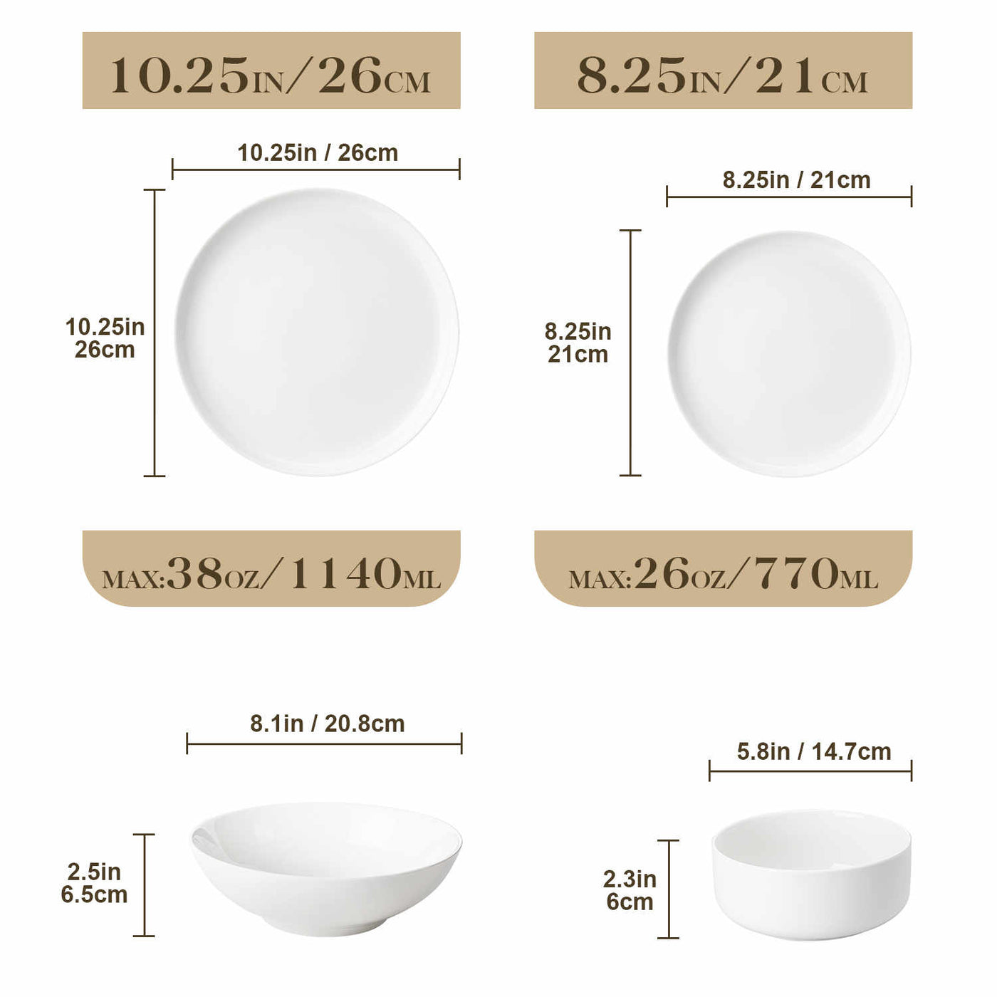 MALACASA Flat Round Luna 16 Piece Dinnerware Set with Soup Plates and Bowls - Ivory White#color_ivory-white