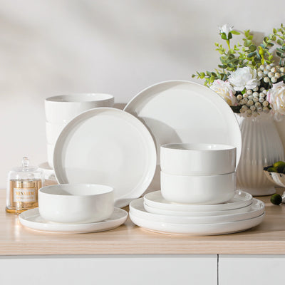 Luna 18 Piece Dinnerware Set - Ivory White#color_ivory-white