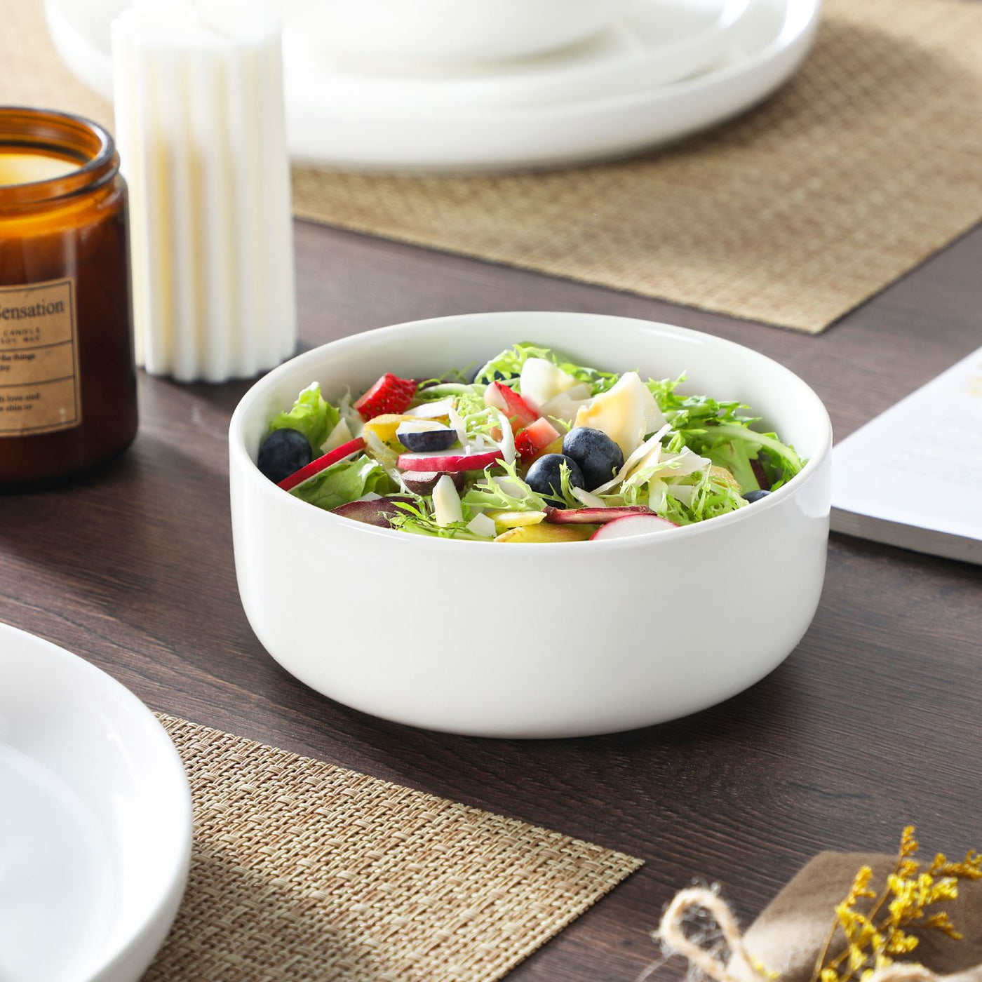 MALACASA Luna 18 piece white porcelain dinnerware set, plates and bowls set for 6#color_ivory-white