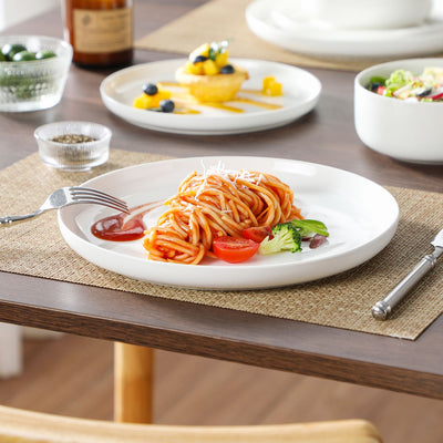 MALACASA Luna 18 piece white porcelain dinnerware set, plates and bowls set for 6#color_ivory-white