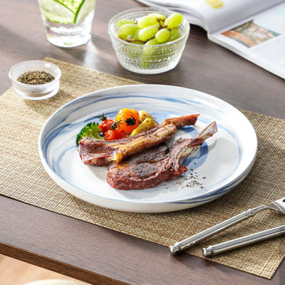 MALACASA Luna 18 piece marble blue porcelain dinnerware set, plates and bowls set for 6#color_marble-blue