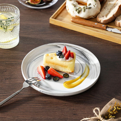 MALACASA Luna 18 piece marble grey porcelain dinnerware set, plates and bowls set for 6#color_marble-grey