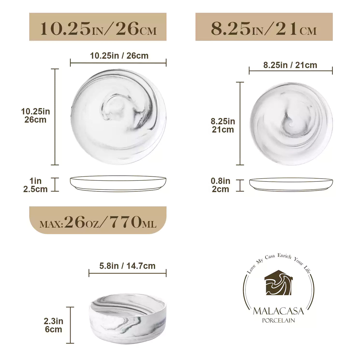 Flat Round Luna 12 Piece Dinnerware Set - Marble Grey#color_marble-grey