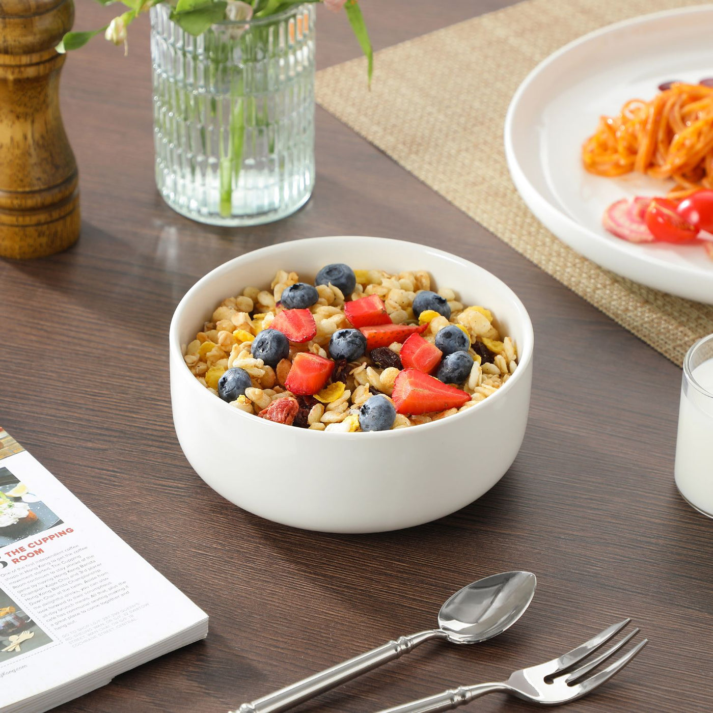 MALACASA Luna 24 piece white porcelain dinnerware set for 6, lipped edge#color_ivory-white