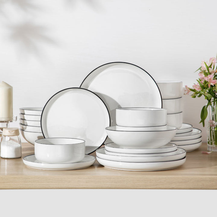 MALACASA Borden en kommen-set, 12 stuks, porseleinen serviesset, spaanbestendig, keramische bordenset, couvert voor 4, marmergrijs, serie Luna MALACASA Borden en kommen-set, 12 stuks, porseleinen serviesset, spaanbestendig, keramische bordenset, couvert voor 4, marmergrijs, serie Luna