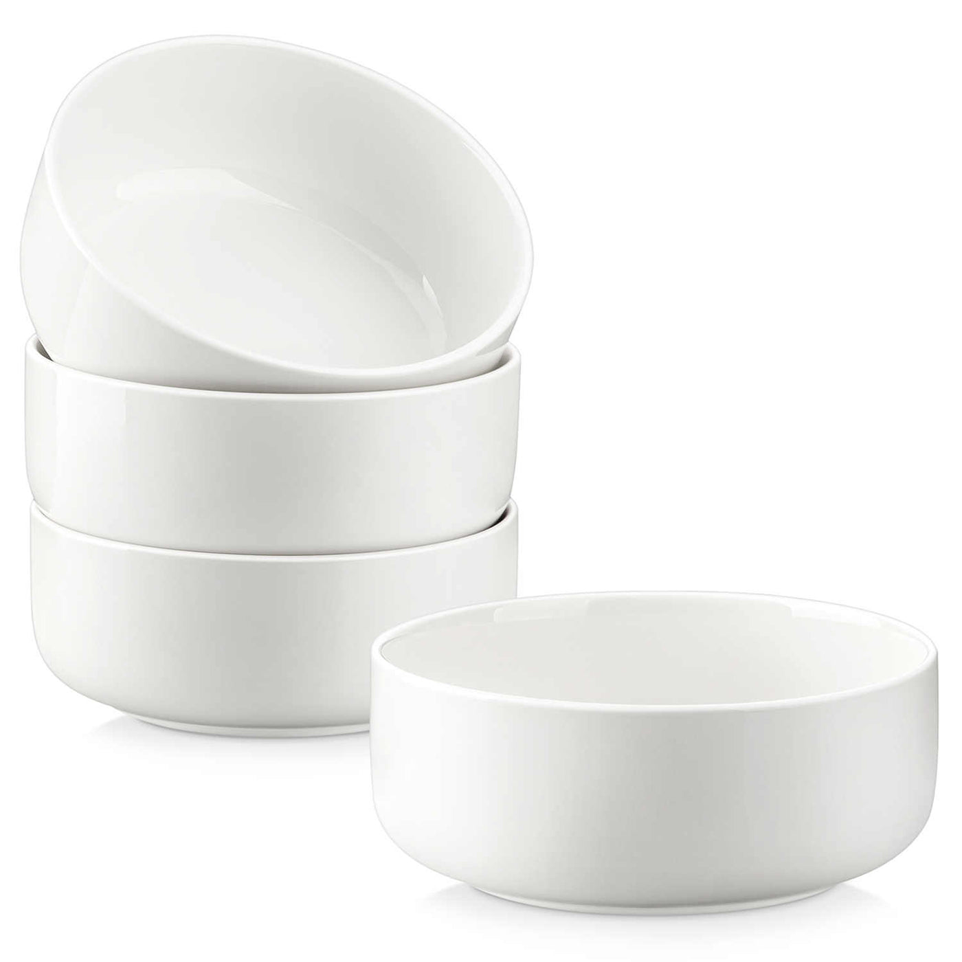 MALACASA Flat Round Luna Cereal Bowls Set of 4 - Ivory White#color_ivory-white