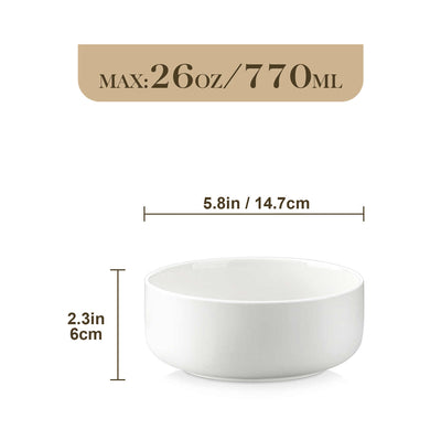 MALACASA Flat Round Luna Cereal Bowls Set of 4 - Ivory White#color_ivory-white