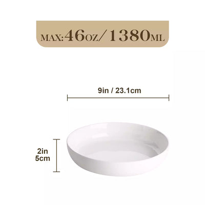 MALACASA Luna 4-Piece Porcelain Pasta Bowls Set, Featuring a Modern and Elegant Design. Each Bowl Showcases a Subtle, Textured Finish in Soft, Muted Colors that Complement Any Table Setting.