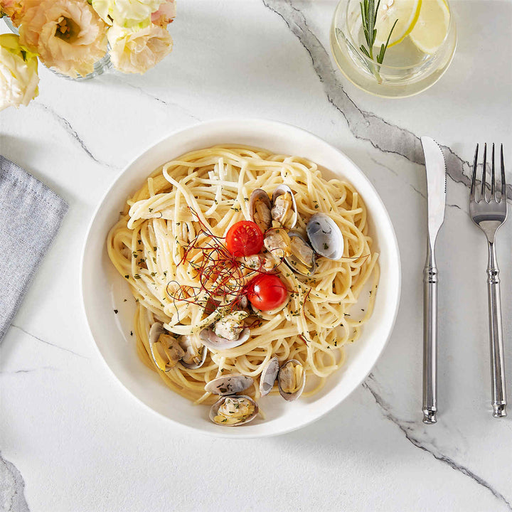 Luna Pasta Bowls Set of 4 | 9-Inch, 46 oz Ivory Porcelain, Ideal
