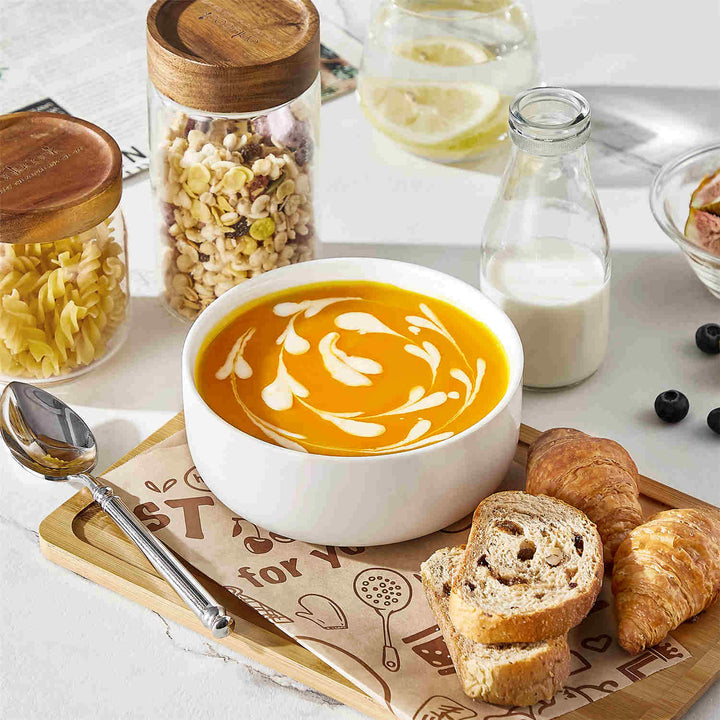 Luna 26oz Porcelain Cereal Bowls Set of 6 | Smooth Glaze