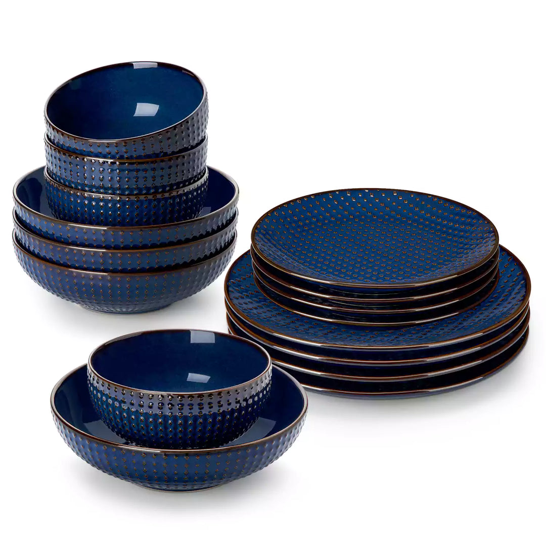 Lydia 16-Piece Embossed Stoneware Dinnerware Set for 4
