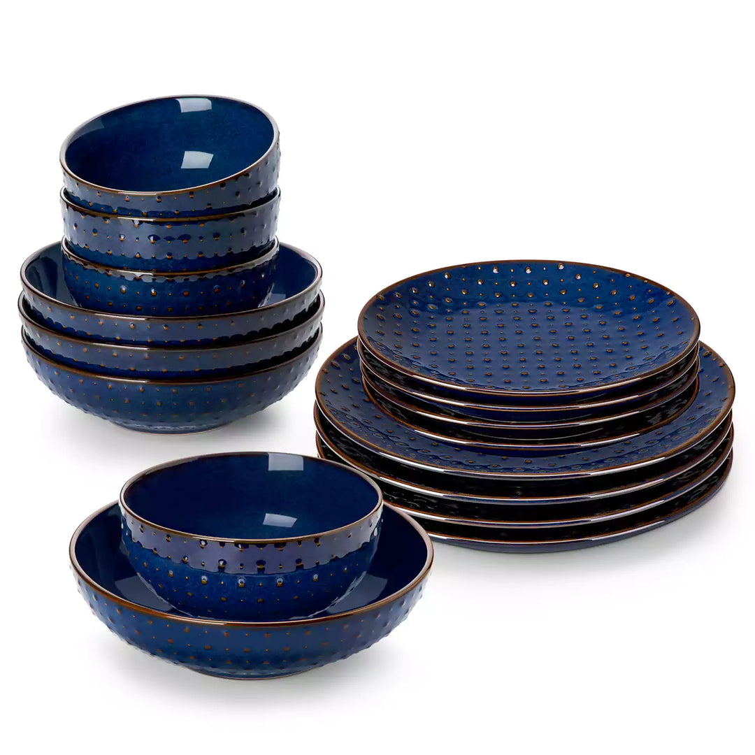 Lydia 16-Piece Embossed Stoneware Dinnerware Set for 4
