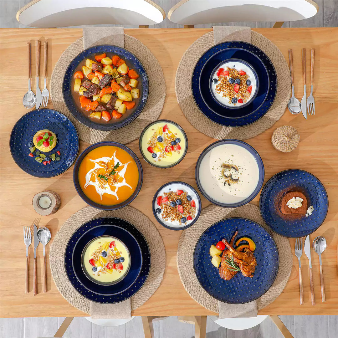 Lydia 16-Piece Embossed Stoneware Dinnerware Set for 4