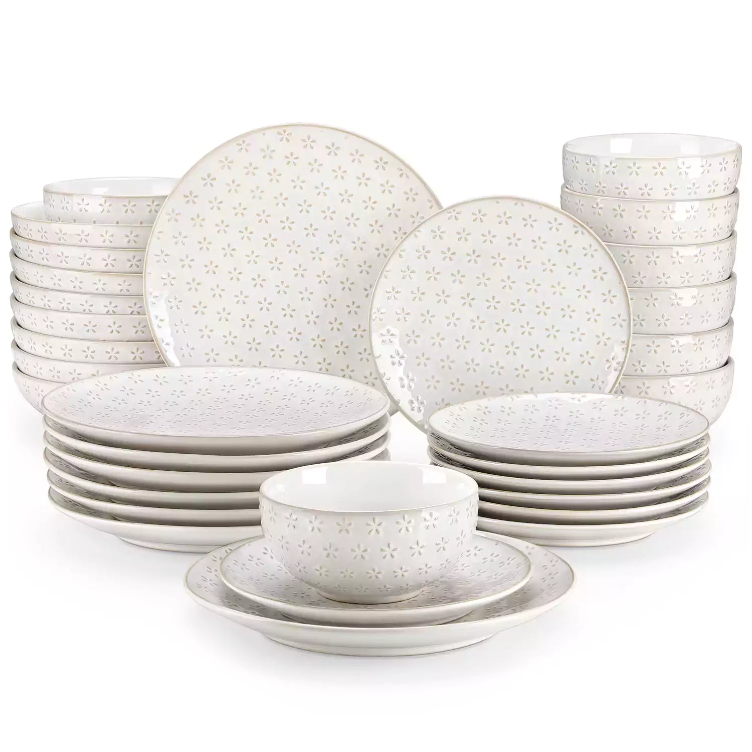 Lydia 32 Piece Antique White Dinnerware Set