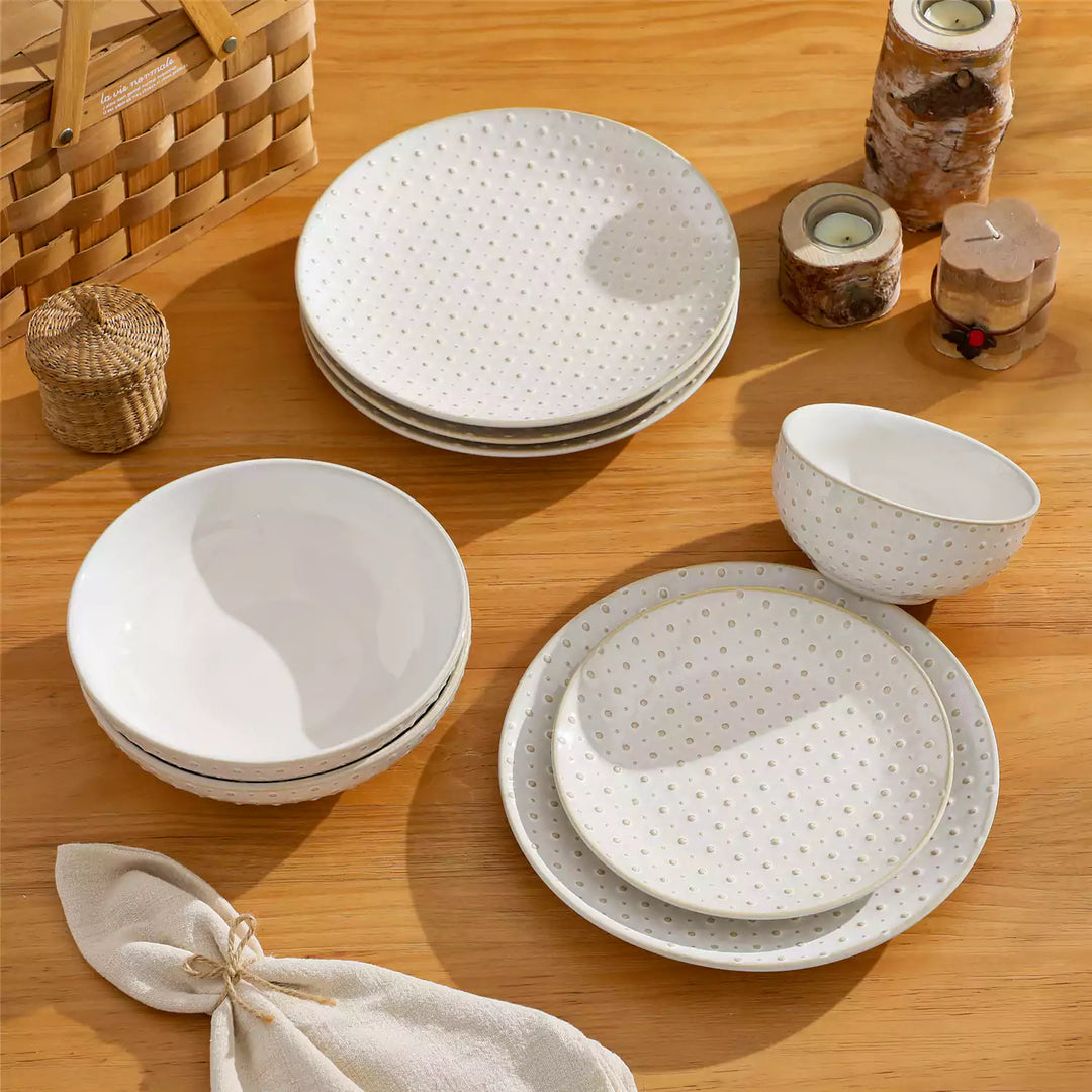 Lydia 16-Piece Embossed Stoneware Dinnerware Set for 4