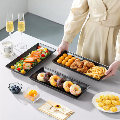 Elegant 3-Tier Black Server With Plates Perfect For Serving Desserts Appetizers At Any Event - 14 inch-GT#size_14-inch-gold-frame