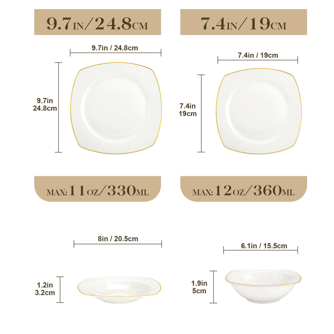 50 Stuks Bone China Servies Set, Keuken Porselein Modern Huis Ronde Witte Borden Gerechten Kommen Soeppan, Service voor 12