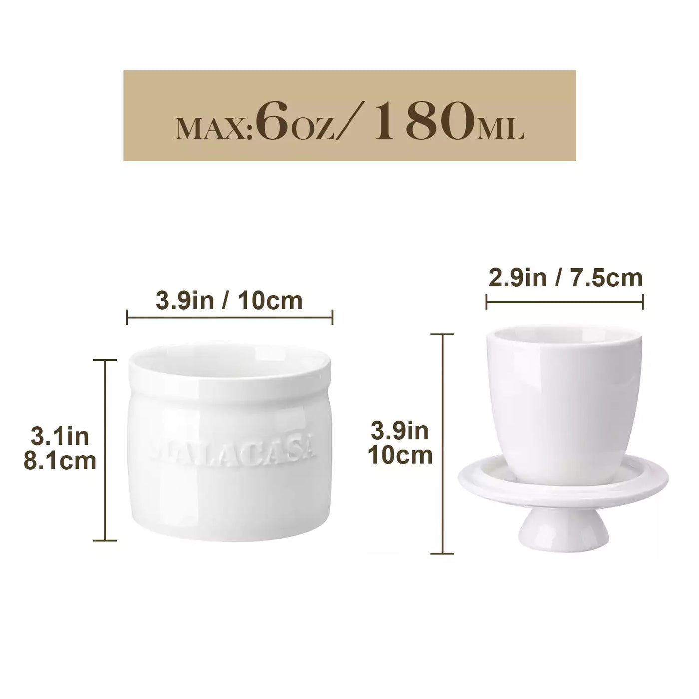 MALACASA Porcelain Butter Crock with Water Line | Keep Butter Fresh#color_white