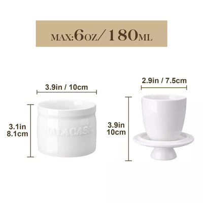 MALACASA Porcelain Butter Crock with Water Line | Keep Butter Fresh#color_white