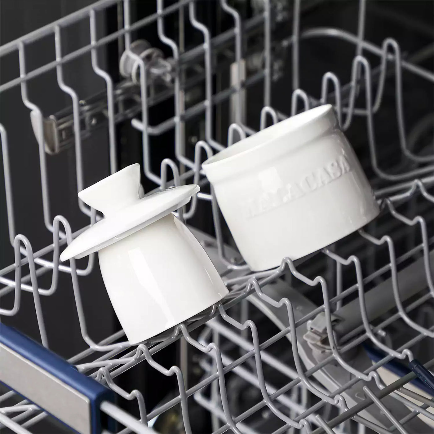 MALACASA Porcelain Butter Crock with Water Line | Keep Butter Fresh#color_white